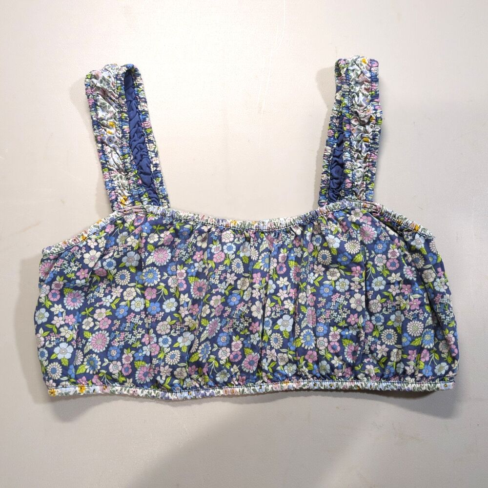 American Eagle Outfitters Floral Top Cropped Scrunch Spring Summer Tank L